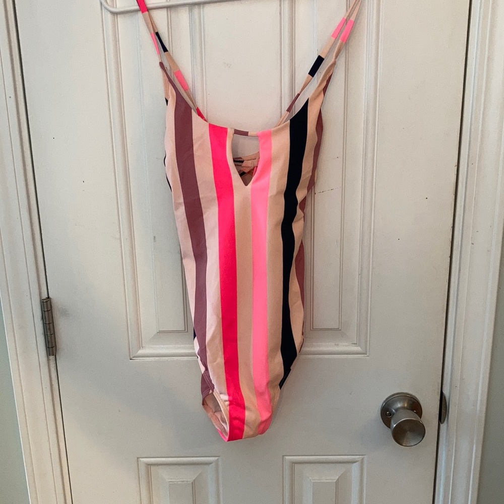 One piece striped swim suit NWT